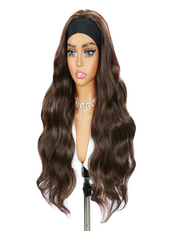 Quantum Love Long Curly Headband Wigs Synthetic Body Wave Headband Wigs for Black Women 26Inch Wear and Go Glueless Half Wig with Headbands Attached - Image 4